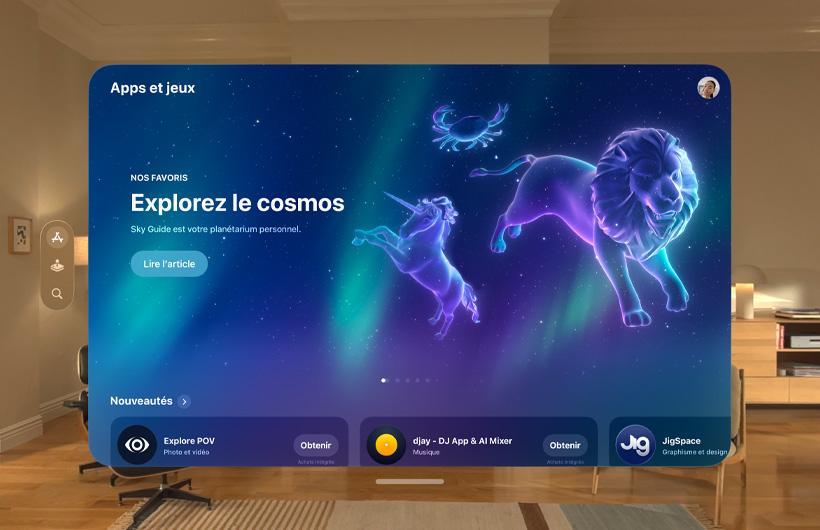 Interface de l’Apple Store affichée sur Apple Vision Pro