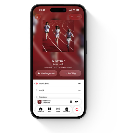iPhone mit Apple Music Benutzeroberfläche mit Max Richter