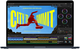 Ekran MacBooka Air, djelomični prikaz, prikazuje uređivanje videozapisa kako bi se pokazale mogućnosti čipa M5