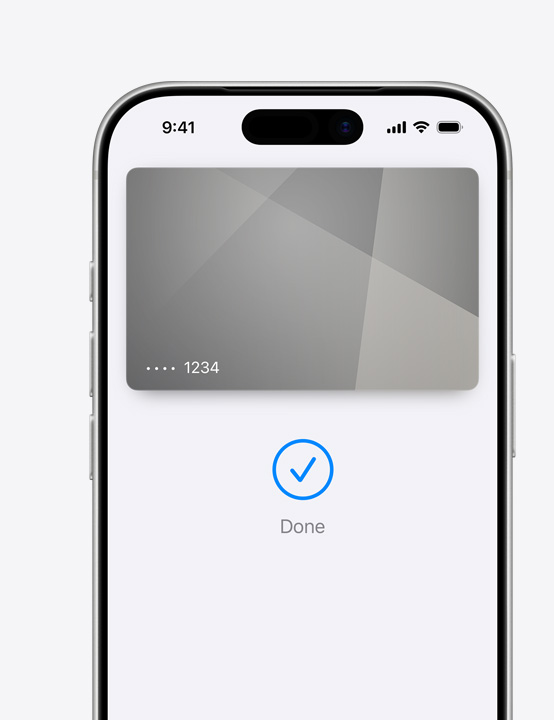 Daļēji redzams iPhone ekrāna displejs, kurā tiek izmantota Mastercard ar Apple Pay