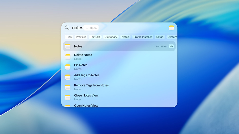 البحث عن&nbsp;ملاحظات باستخدام الباحث في&nbsp;macOS&nbsp;Tahoe.‏