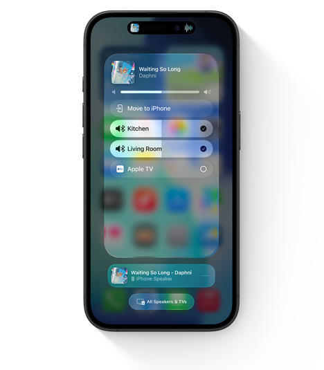 iPhone 螢幕顯示 AirPlay 帶來多室音響的用户介面