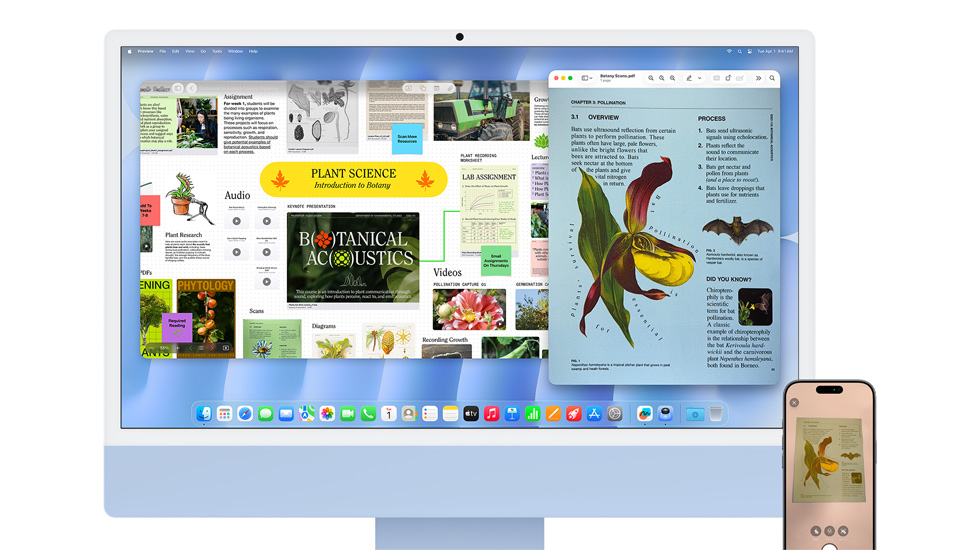 iMac i iPhone wyświetlają treści w żywych kolorach.