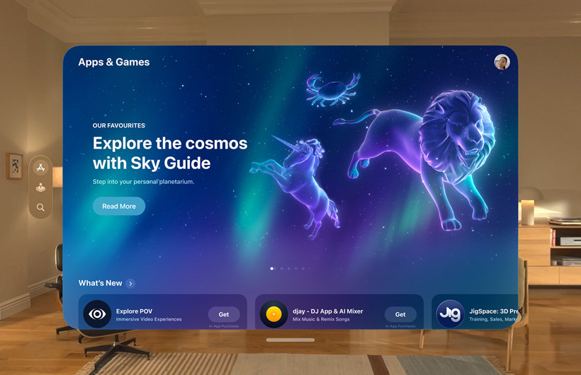 App Store interface shown in Apple Vision Pro