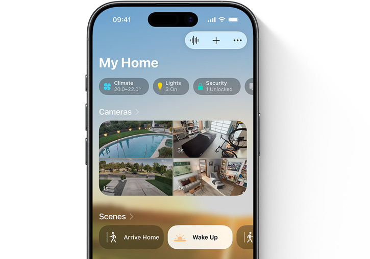 An iPhone showing the Home App My Home UI