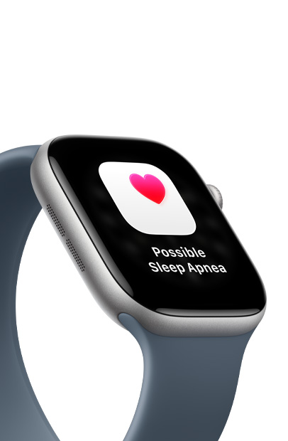 An Apple Watch screen showing a notification for Sleep Apnea with the Sleep Apnea app.