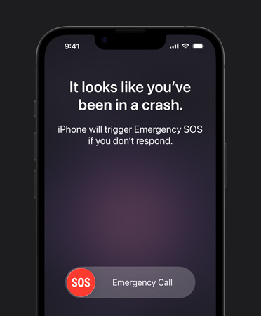 iPhone 17e elölnézetből az Ütközésészlelés funkcióval