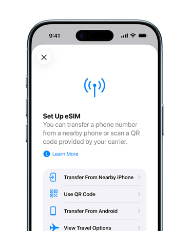iPhone Air, face avant, fonctionnalité Activer le forfait cellulaire en cours d’utilisation