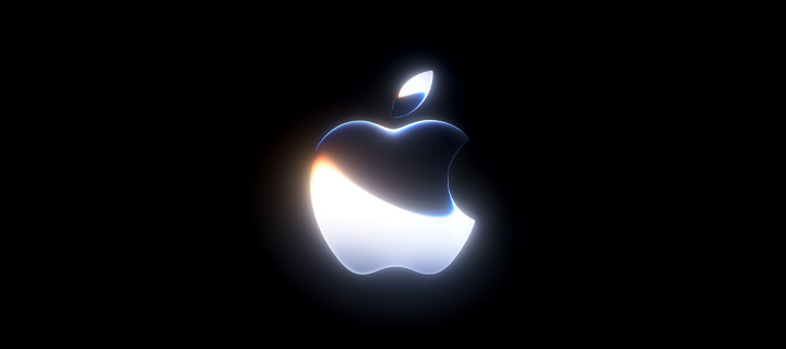 Apple logo with silver glow effect